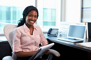 Woman working at a desk