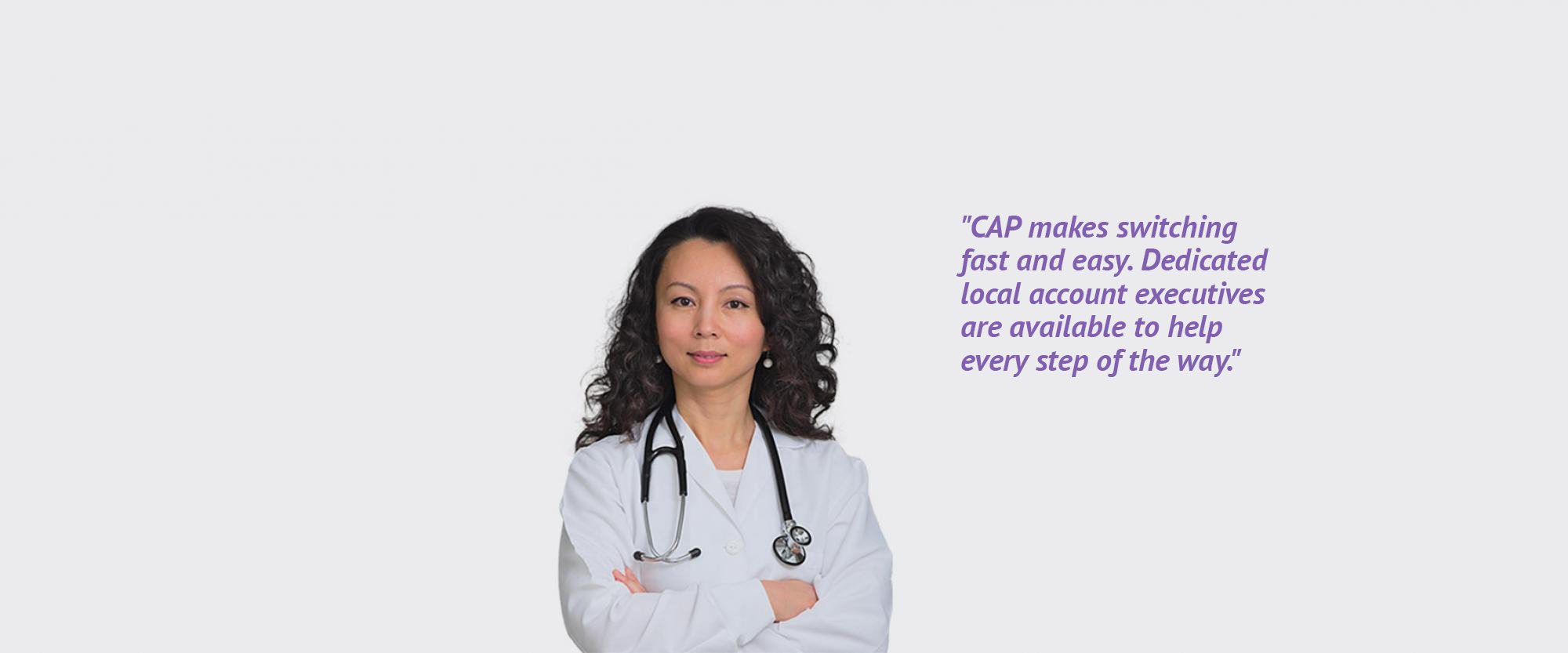 physician with testimonial language