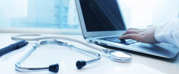 doctor using laptop